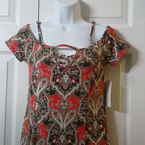 Eye Candy cold shoulder paisley butter soft midi dress   Sz M  NWT - Picture 3 of 9